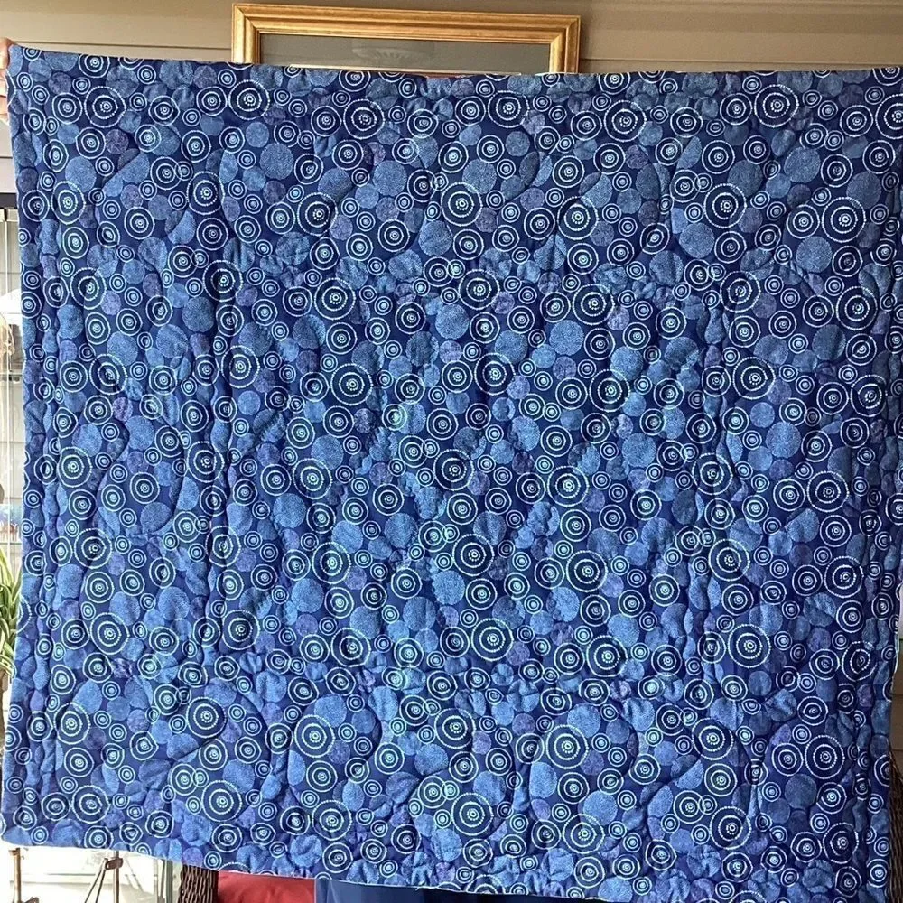 NWT Hand Crafted Turquoise Birds in Cherry Blossom Tree Quilt